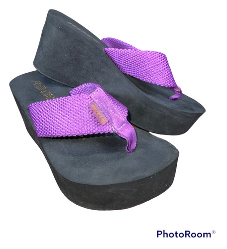 rocket dog platform flip flops black