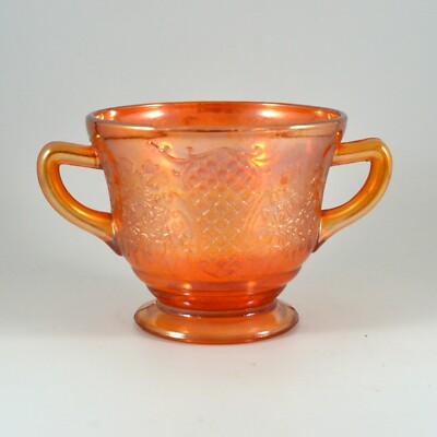 Federal Glass Normandie Open Sugar Iridescent Marigold Bouquet & Lattice
