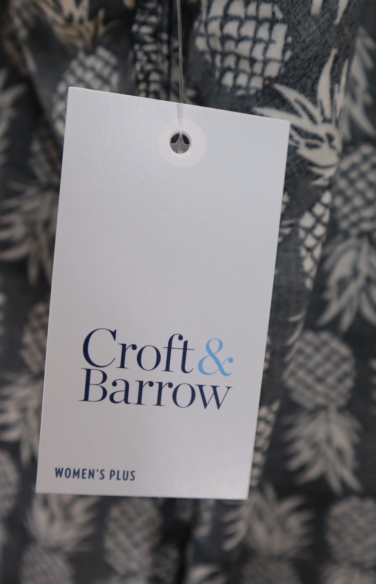 women's croft & barrow print pleated tank