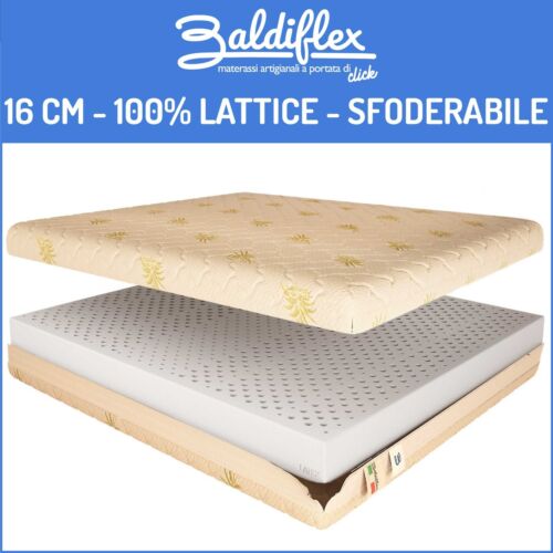 MATRATZE Latex 100% Höhe 16 CM Abnehmbar Aloe 100% Made IN Italy