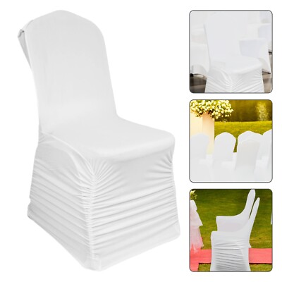 Hochzeit Stuhlhussen Rüschen Weiß Spandex Stretch Party Veranstaltungen Bankett 1-100 Stck.