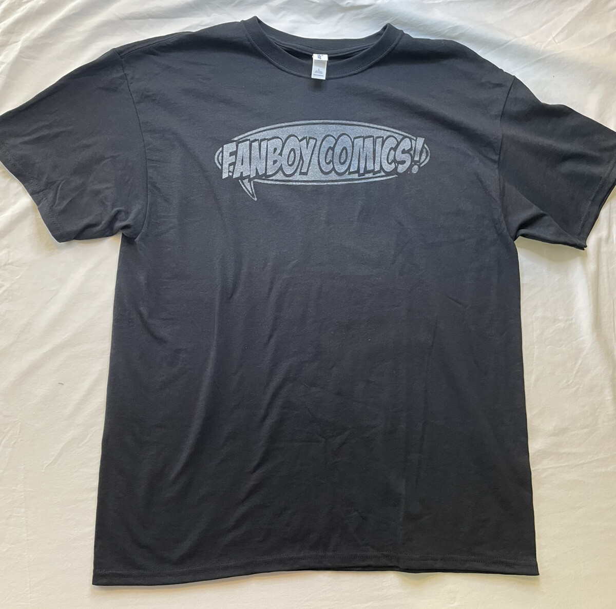 Fanboy Comics logo T-shirt black with gray logo