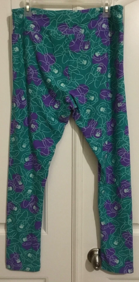 Leggings Lularoe DISNEY Minnie Mouse Lazo Verde Talla TC Alto y Curvilíneo Ligeros Elásticos Foto 2 de 4