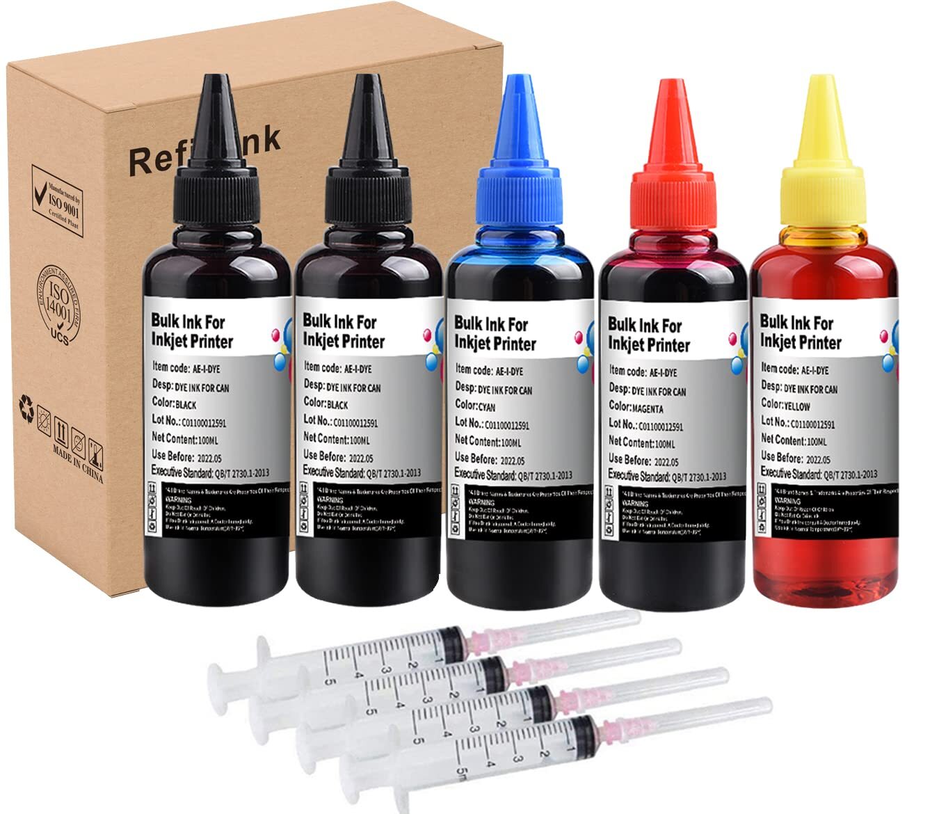 Ink Refill Kit 1005ml for HP 950 951 932 933 with 4 Free Syringes