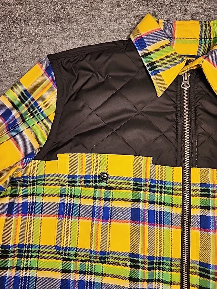 Polo Ralph Lauren Pullover Juvenil Grande Amarillo Madrás 1/2 Cremallera Franela Acolchado Foto 4 de 4