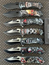 ElitEdge Skulls Spring Assisted Pocket Knife - 967SK