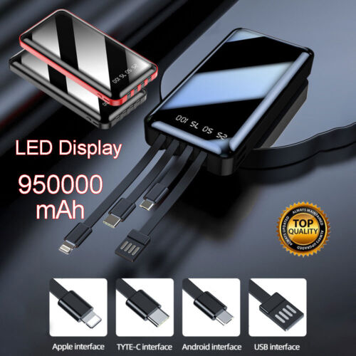 950000mAh Portable Power Bank with LED Display External 4 USB battery for phone - Afbeelding 1 van 12