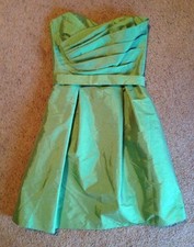 Alfred Sung Strapless Dress Formal Silk blend Prom Bride Bridesmaids Green sz 10