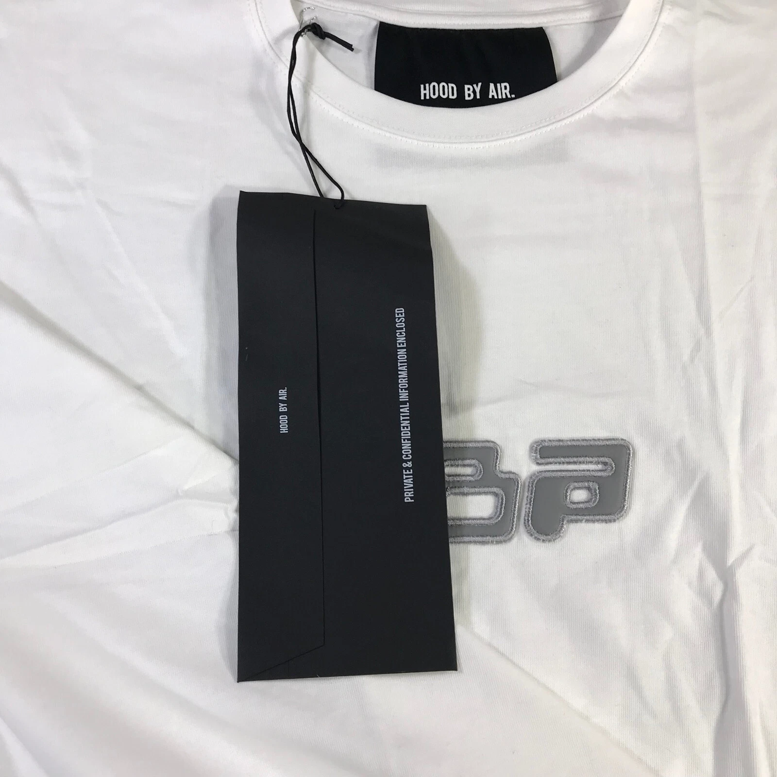 HBA (HOOD BY AIR) HBA Camicia Uomo Extra Large Bianco Spell Out Cappuccio By Air Tee Bianco Grigio