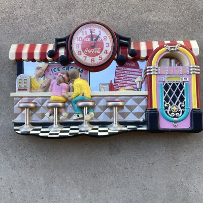 Vintage COCA-COLA Plastic Clock Malt Soda Shop Wall Art Hanger 70s