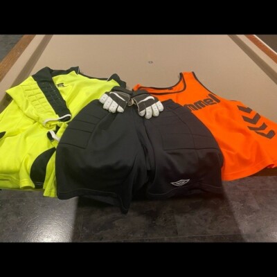 Bundle youth soccer goalie padded shorts shirt pinnie gloves