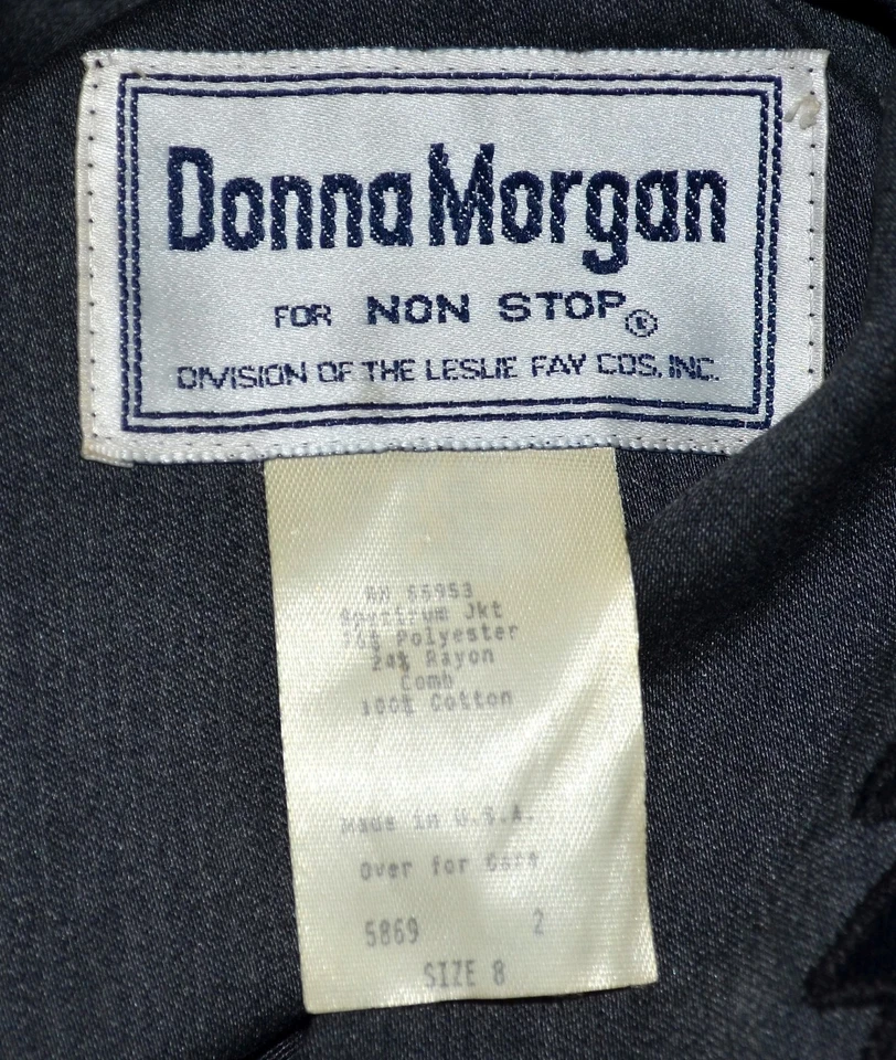 Donna Morgan for Non Stop Leslie Fay Gray Black Velvet Beads Blazer Size 8 USA - Image 4 of 4