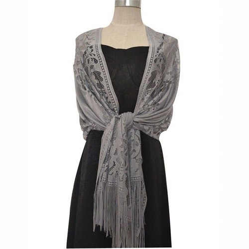 Mantón de noche envoltura boda envoltura bufanda pashmina tul suave encaje envolturas cubre - Imagen 7 de 23