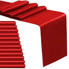12 Pack Satin Table Runner 12 x 108 Inch Red Long Satin Table Runners for Wed...