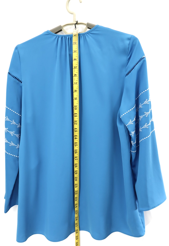 JONES NEW YORK Women's Polyester Blouse 3/4 Sleeve Embroidered Blue ...