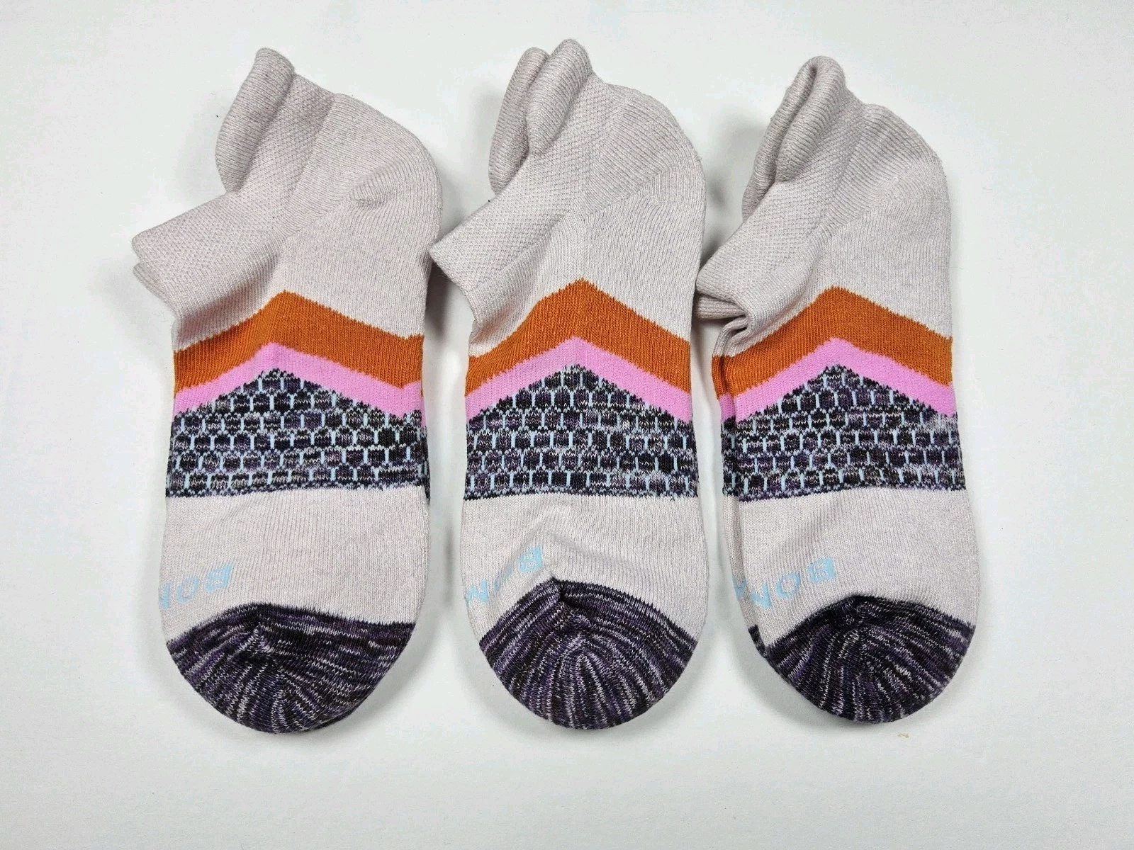 Bombas Original Pattern Athletic Ankle Socks Lot Of 3 Pairs Size M