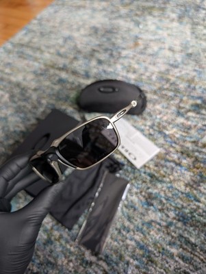 Oakley Badman Sunglasses Metal silver Frame Black Lens Polarized Made In USA