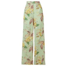 NWT Zimmermann Matchmaker Linen Straight Trouser Pants Mint Tropical Floral