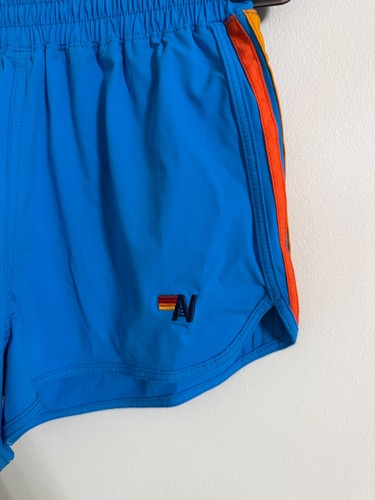 Aviator Nation 5 Stripe Kids Flex Jogger Shorts Neon Blue Size 10 - Picture 2 of 5