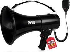 50W Megaphone Bullhorn - Portable, Automatic Siren  Adjustable Volume, Projecti