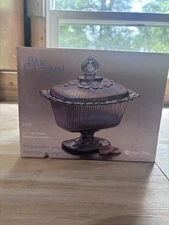 Indiana Glass Horizon Blue 7830 Oblong Candy Dish And Lid New In Box W