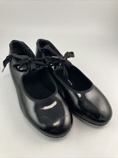 Capezio Black Patent Jr Tyette Tele-Tone Tap Shoes 625 BLK/PAT Girls Size 5.5M