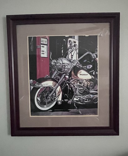 Scott Jacobs “Pumping Iron” Harley Davidson Framed Print Picture SIGNED - Picture 2 of 7