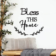 Bless This Home Sign Wall Decor - Premium Metal Sentiment Art Decorative