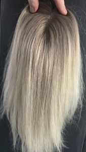 4"×6" Full Lace Base Topper 100% Human Hair. Pearl Ash Blonde Balayage 16"