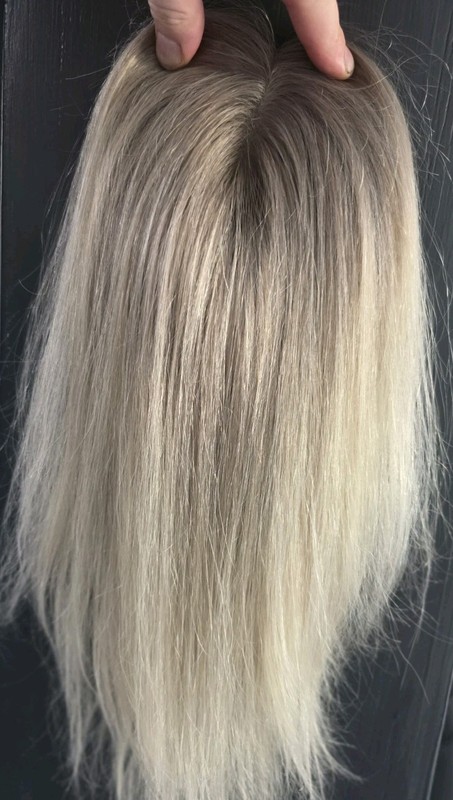 4"×6" Full Lace Base Topper 100% Human Hair. Pearl Ash Blonde Balayage 16"