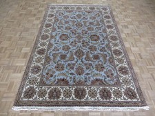 6'1 x 9'4 Hand Knotted Light Blue Agra Oriental Rug G153