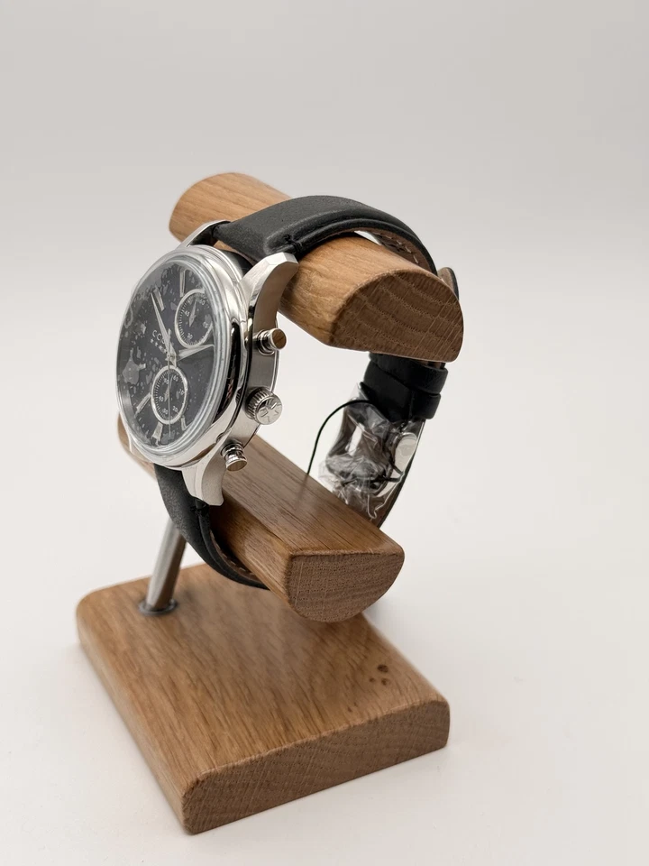 CCCP Chronograph Herrenuhr Klassisch Edelstahl Lederarmband schwarz Datumsbox - Bild 3 von 4