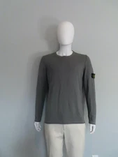 Stone Island Gray Long Sleeve Mens T-Shirt with Logo Patch Size XL