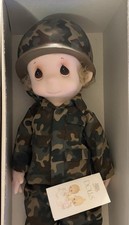Vtg Precious Moments Doll Soldier Lord's Army Private Joe Camouflage Helmet Cert