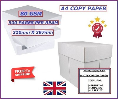 A4 WEISS KOPIERPAPIER 80 g/m² 210 mm x 297 mm FEINE QUALITÄT FÜR BÜROS SCHULEN WOHNUNGEN