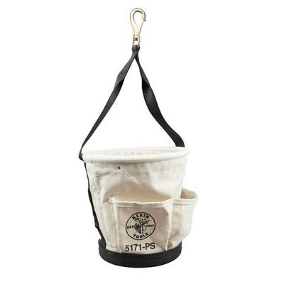 KLEIN TOOLS 5171PS Bucket Bag,Canvas,Tapered Wall,OffWhite 2DGU4