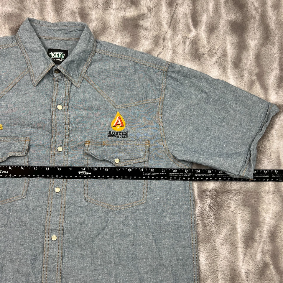 Austin Beerworks Shirt Mens Large Blue Pearl Snap Brewery - Image 4 of 4