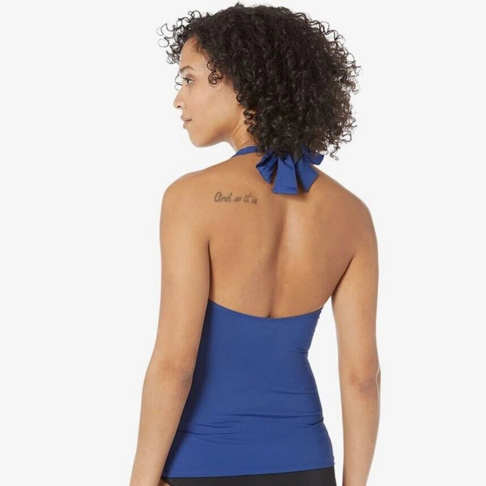 Топ-танкини женский Ralph Lauren Blue Beach Club с бретелью через шею с v-образным вырезом размер США 16 - Изображение 2 из 4