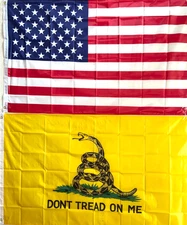 USA & PATRIOT- 2 pc COMBO 3'x5' EACH FLAG, 150 D POLY, 2 BRASS GROMMETS, QUALITY