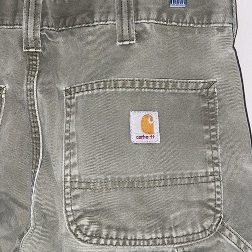 Pantalones Carhartt Para Hombres 31X30 Lona Trabajo B324 ARG Verde Golpeado Desvanecido Desvanecido - Imagen 11 de 17