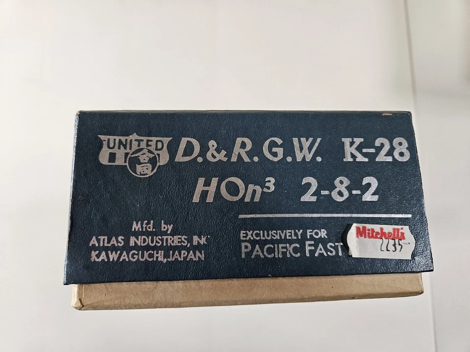 Vintage United Brass K-28 HOn3 2-8-2 D & RGW Locomotive  - Image 2 of 4