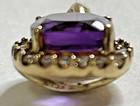 10kyg Halo Design Cushion Cut Amethyst Round Brilliant Cut Diamond Pendant 0.8G — photo 5