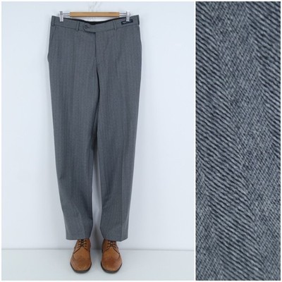 Mens Trousers 33 Waist 32 Leg WESTBURY Office Striped Grey Wool Pants Slacks
