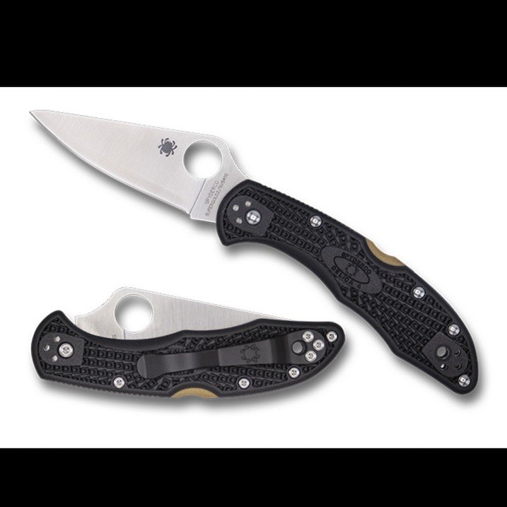 Spyderco Delica Supergold/SUS410 C11FPBKSG 4 Black FRN Handle Plain Edge