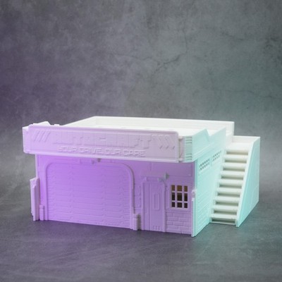 Cyberpunk Sci-Fi Werkstatt Autowerkstatt Tabletop Gelände 28mm Terrain modular