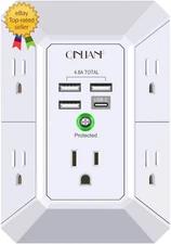 Wall Charger, Surge Protector, QINLIANF 5 Outlet Extender with 4 USB Charging Po