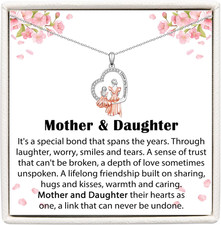 Gifts for Mom and Daughter, Mother and Daughter Heart Pendant Necklace Birthday