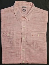 Mens Izod Saltwater Relaxed Classics Pink Short Sleeve Button Up Shirt Large