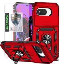 Google Pixel 9A Case Red Military Grade Armor Screen Protector Camera Cover 6.3"