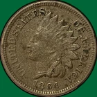 1864 Copper Nickel Indian Head Cent Very Fine VF Coin, Minor Corrosion #35200